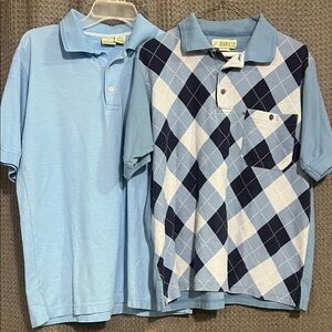 Haband Light Blue and Navy Argyle Polo Shirts